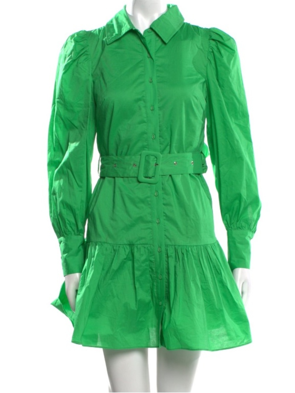 Walter Baker Bright Green Belted Shirt Mini Dress